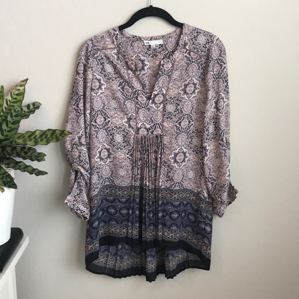 Nordstrom DR2 Patterned Pin Sleeve Top